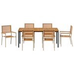 Ensemble de salle à manger de jardin de 7 pièces vidaXL en poly rattan beige et acacia