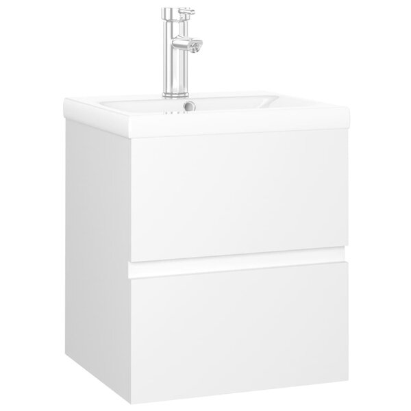 vidaXL Armoire d'évier avec lavabo intégré blanc bois d'ingénierie