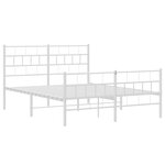 vidaXL Cadre de lit métal avec tête de lit/pied de lit blanc 120x190cm