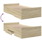 vidaXL Cadre de lit avec tiroirs sans matelas chêne sonoma 100x200 cm