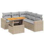 vidaXL Salon de jardin avec coussins 6 Pièces beige résine tressée