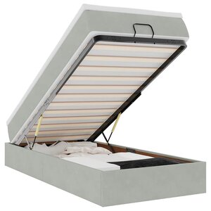vidaXL Cadre de lit ottoman et matelas gris clair 100x200 cm velours
