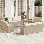 vidaXL Salon de jardin avec coussins 12 Pièces beige résine tressée