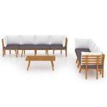Salon de jardin meuble d'extérieur ensemble de mobilier 8 pièces avec coussins bois d'acacia solide 02_0017490