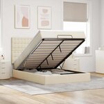 VidaXL Cadre de lit ottoman avec matelas crème 140x190 cm tissu