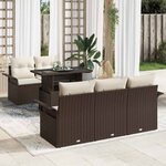 vidaXL Ensemble de canapé de jardin 6 Pièces Marron Poly rotin