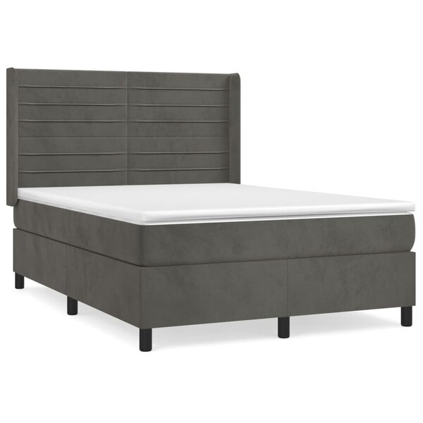 vidaXL Sommier à lattes de lit et matelas Gris foncé 140x190cm Velours
