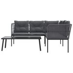 vidaXL Ensemble de canapés de jardin et coussins noir acier textilène