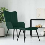 vidaXL Chaise de relaxation avec tabouret Vert foncé Velours