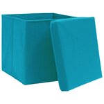 vidaXL Boîtes de rangement avec couvercles 4 Pièces 28x28x28cm Bleu azuré