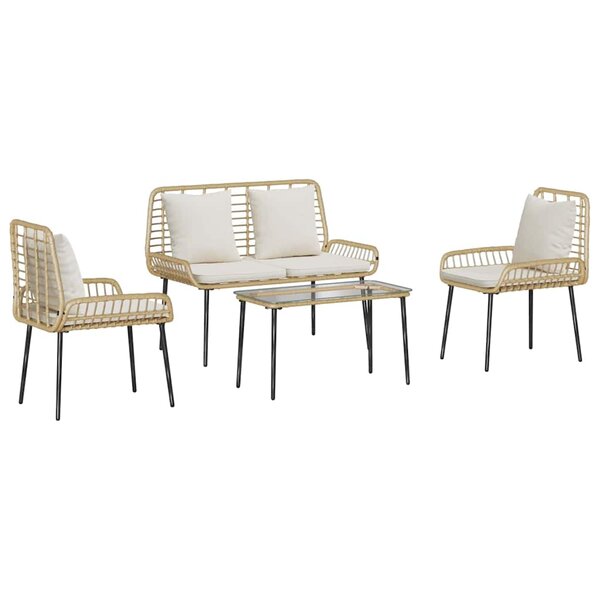 vidaXL Ensemble de meubles de jardin 4 Pièces Marron Noir Crème