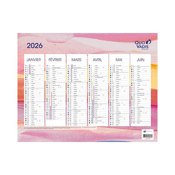 Calendrier Mural  2026 - 12 Mois - 27 x 21 cm - Fantaisie