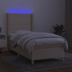 vidaXL Sommier à lattes de lit matelas et LED Crème 100x200 cm Tissu