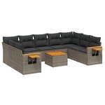 vidaXL Salon de jardin avec coussins 10 Pièces gris résine tressée