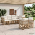 vidaXL Ensemble de canapés d'extérieur 7 Pièces Naturel Polyester
