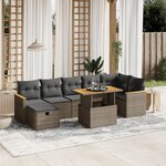 vidaXL Salon de jardin 8 Pièces avec coussins gris résine tressée