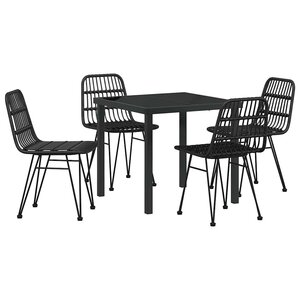 vidaXL Ensemble de salle à manger pour jardin 5 Pièces Noir Poly rotin