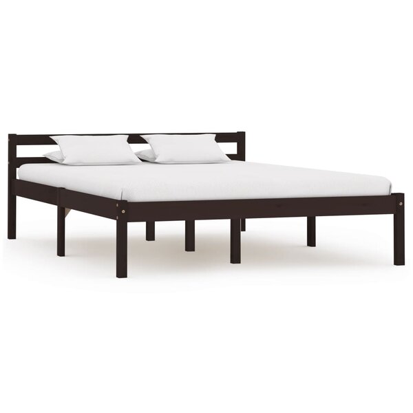 vidaXL Cadre de lit Marron foncé Bois de pin massif 120x200 cm
