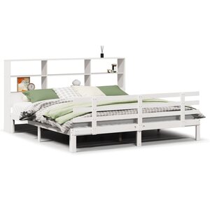 vidaXL Lit bibliothèque sans matelas blanc 180x200 cm bois pin massif