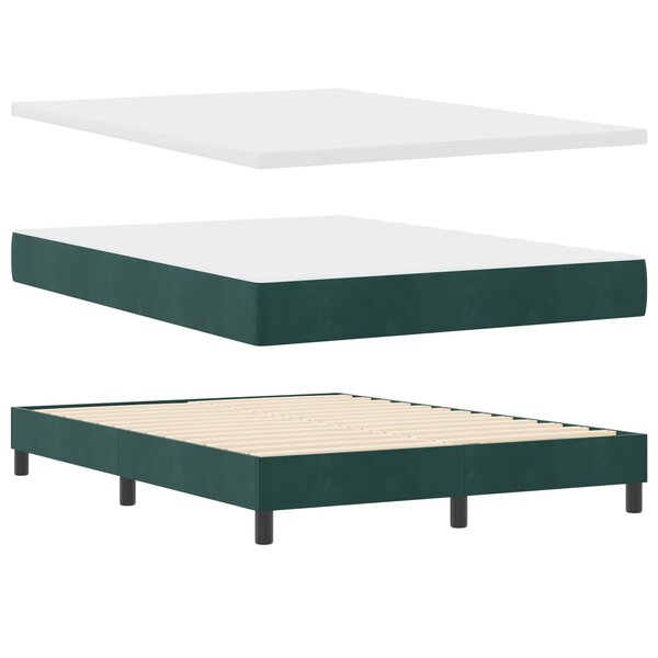 Lit avec sommier et matelas vidaXL Vert foncé 140x200 cm Velours