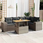 vidaXL Salon de jardin 6 Pièces avec coussins gris résine tressée