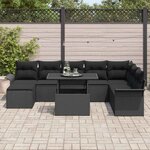 vidaXL Ensemble de canapé de jardin avec coussin 9 Pièces Noir Poly rotin