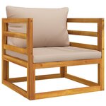 vidaXL Salon de jardin 6 Pièces avec coussins taupe bois massif