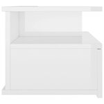 vidaXL Table de chevet flottante Blanc brillant Bois d'ingénierie