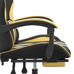 vidaXL Chaise de jeu pivotante et repose-pied Noir et doré Similicuir