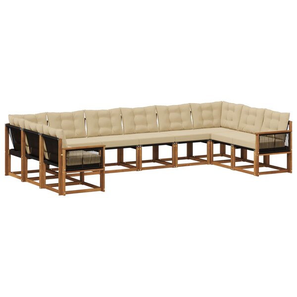 vidaXL Ensemble de canapés d'extérieur 10 pc Naturel et Beige
