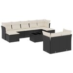 vidaXL Salon de jardin 10 Pièces avec coussins noir résine tressée
