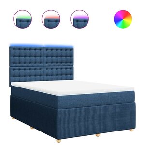 vidaXL Sommier à lattes de lit avec matelas Bleu 140x200 cm Tissu