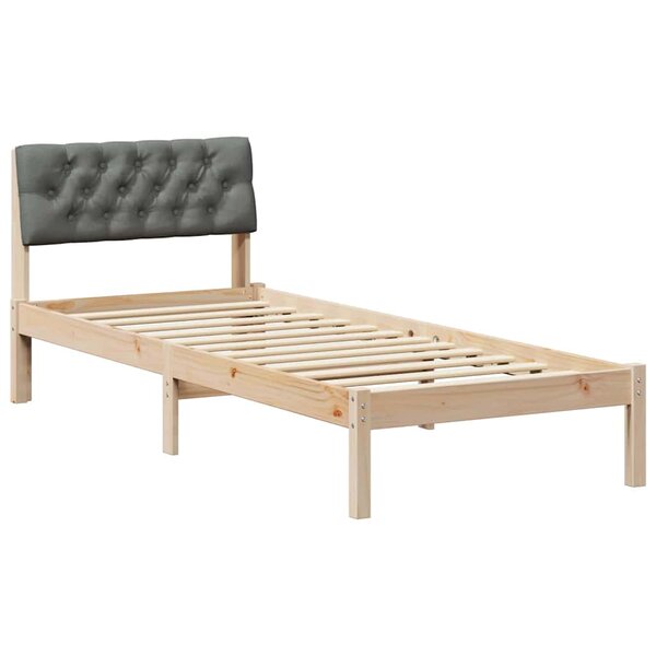 vidaXL Cadre de lit avec tête de lit marron et gris foncé 75 x 190 cm