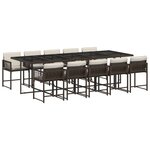vidaXL Ensemble à manger de jardin et coussins 11 Pièces marron rotin