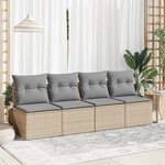 vidaXL Salon de jardin avec coussins 2 Pièces beige résine tressée acacia