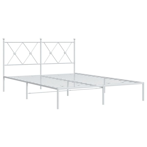 vidaXL Cadre de lit métal avec tête de lit blanc 140x200 cm