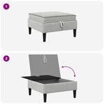 vidaXL Pouf avec Rangement Gris clair Velours
