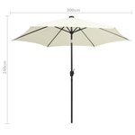 vidaXL Parasol de jardin et lumières LED mât en aluminium blanc sable