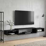 vidaXL Meuble TV mural Montage mural Chêne noir 180 x 28 x 21 cm