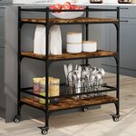 vidaXL Chariot de cuisine chêne fumé 65x40x86 5 cm bois d'ingénierie