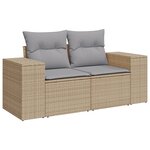Ensemble de canapés de jardin 9 pièces avec coussins beige en poly rotin acacia