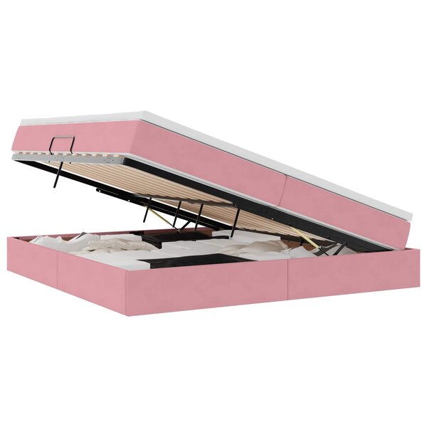 vidaXL Lit avec rangement et matelas Rose 200 x 200 cm Velours