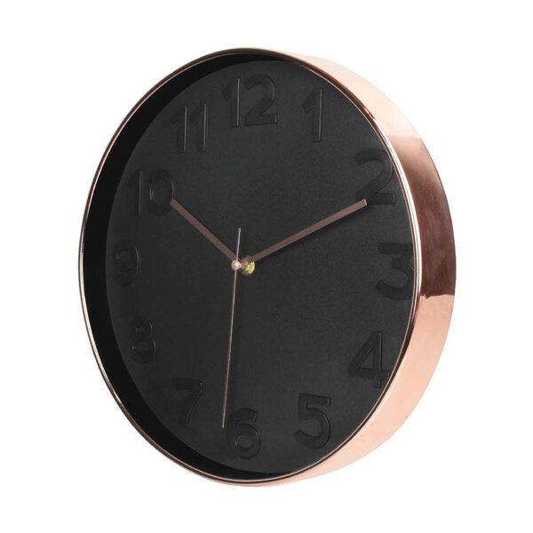 Horloge ronde noire et cuivrée 30.5 cm