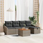 vidaXL Ensemble de canapé de jardin à 6 pièces avec coussins gris en rotin poly