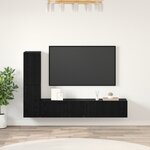 vidaXL Meuble TV mural 4 Pièces Chêne noir Bois d'ingénierie