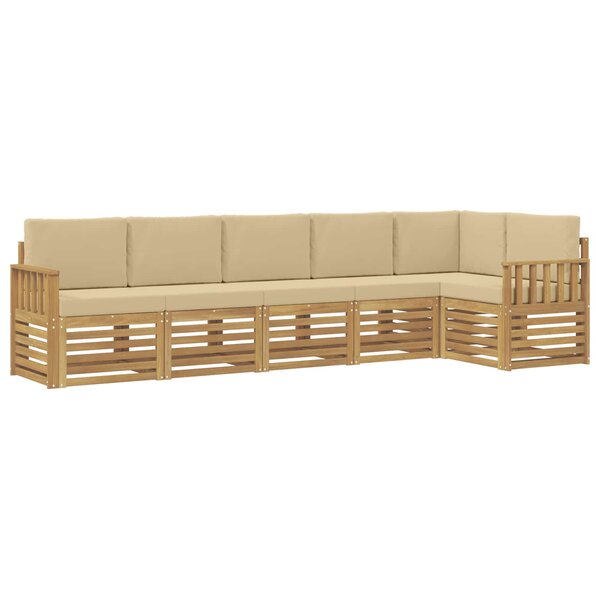 vidaXL Ensemble de canapés d'extérieur 6 Pièces Blanc et Beige
