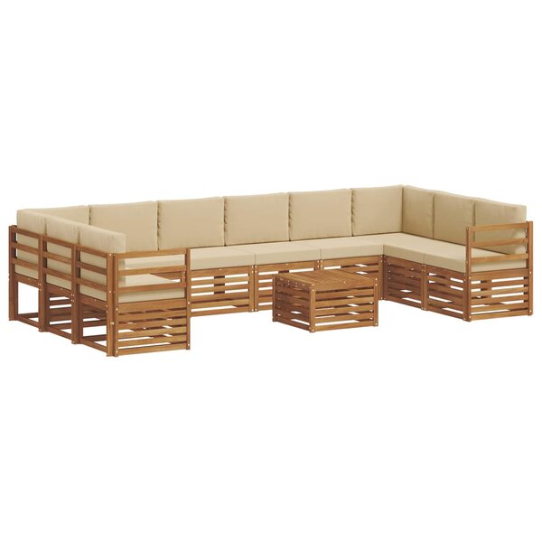 vidaXL Ensemble de canapés d'extérieur 11 Pièces Naturel et Beige