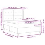 vidaXL Lit à ressorts avec matelas Noir 140 x 200 cm Velours