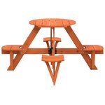 vidaXL Table de pique-nique pour 4 enfants avec trou de parasol rond