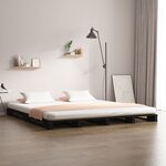 vidaXL Lit de palette Noir 140x190 cm Bois de pin massif